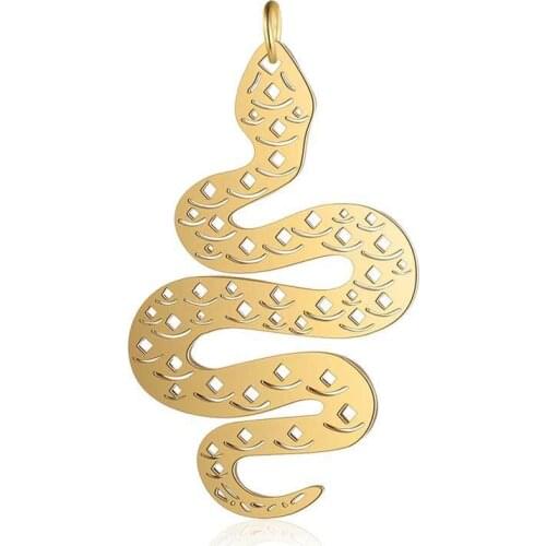 5pcs/lot 25*43mm Stainless Steel Snake Pendant Charms with Hook for DIY Necklace Findings Crafts Jewelry Making Party Gift