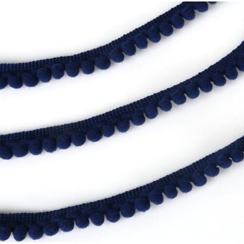 5Yards/Lot Navy Pompom Ball Lace 10MM Pom Pom Trim Ball Fringe Ribbon DIY Apparel Sewing Fabric Cord