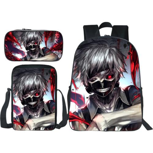 Anime Tokyo Ghoul Backpack Women Bag Men Travel Rucksack Teenager School Bag Boy Girl Bag Pencil Case Shoulder Bag 3pcs/set