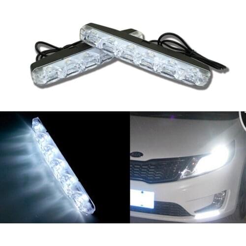 2PCS 6 LED 12V 6000K Car Daytime Running Light Waterproof DRL Kit High Beam/Low Beam Auto Driving Light External Light fog light