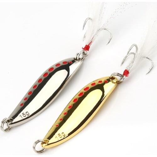 DONQL Metal Spoon Spinner Fishing Lure Hard Baits 10 15 20g Sequins Noise Paillette with Feather Treble Hook Fishing Tools