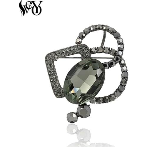 VEYO High Quality Crystal Pins Brooch Fashion Scarf Geometric Brooch Brooches for Woman