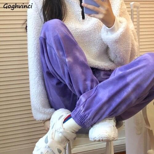 Casual Pants Women Plus Velvet Thicken Tie Dye Chic Trousers Womens Harem Ins Fashion Retro All-match Harajuku Korean Style New