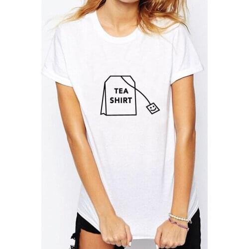 Tea Bag Cartoon Pattern T-shirt TEA SHIRT Letter Printed Shirt Women Men Cute Tops Round Neck Short Sleeve Tee