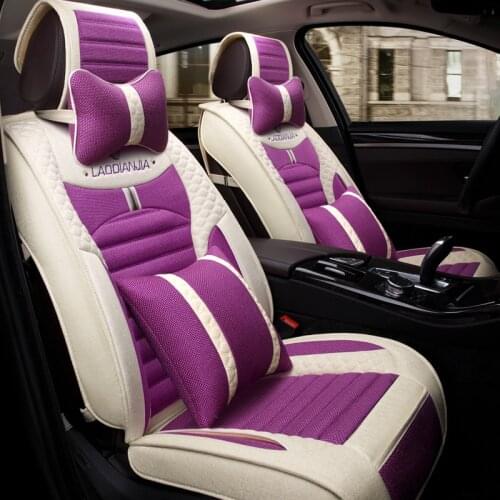 3D Car Seat Cover Cushion Flax Car Styling For Toyota Camry 40 Corolla RAV4 Verso FJ Land Cruiser LC 200 Prado 150 120