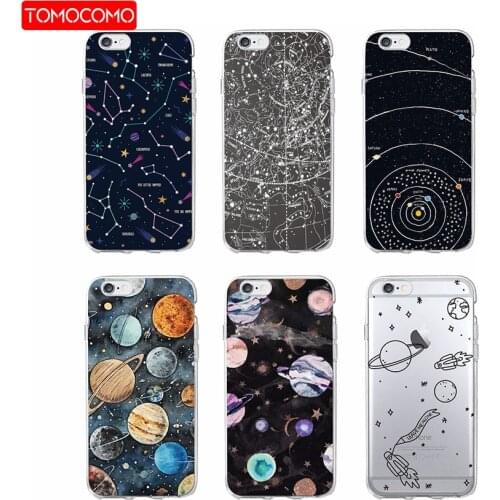 Outer Space Planet Spaceship Constellation Stars Moon Soft Clear Phone Case For iPhone 12 Mini 11 Pro 7 7Plus 6 6S 5 5S X XS Max