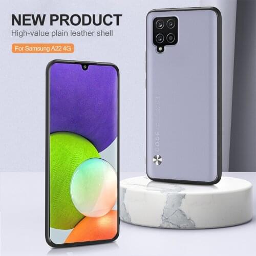 For Samsung Galaxy A22 4G Case Plain Leather Back Phone Cover A 22 22A 2021 4G SM-A225F 6.4'' Matte Protection Shockproof Fundas