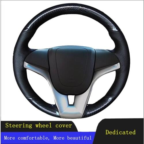 DIY Car Steering Wheel Covers Black Carbon Fiber Leather For Chevrolet Cruze 2009-2014 Aveo Orlando Holden Cruze Ravon R4