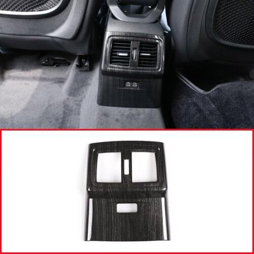 Black Wood Grain For BMW X1 F48 2019 ABS Rear Air Vent Frame Trim Stickers Car Accessories
