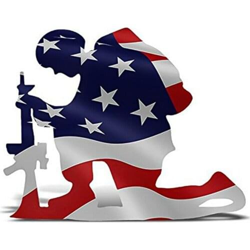 Independence Day Decorative American Flag Kneeling Soldier Art handmade bright American flag red blue white colors Matte finish