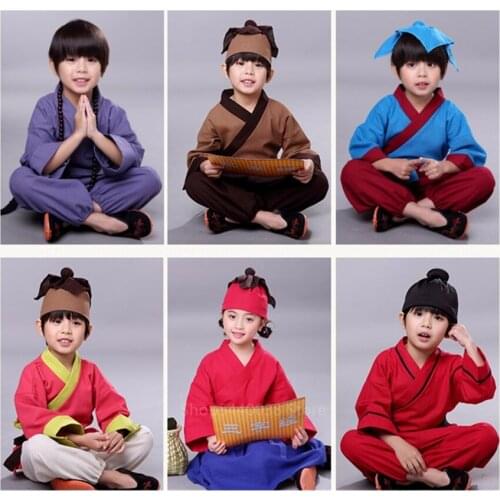 Children Chinese Traditional Clothing 8Colors Boys Girls Stage Performance Hanfu Classical Ancient Folk Dance Costumes