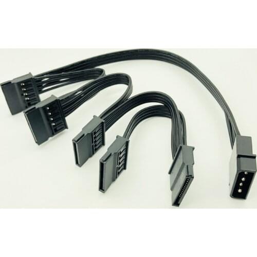 H1111Z Molex 4pin IDE 1 to 5 SATA 15Pin Hard Drive Power Supply Splitter Cable Cord for DIY PC Sever 4-pin to 15-pin Power 60CM