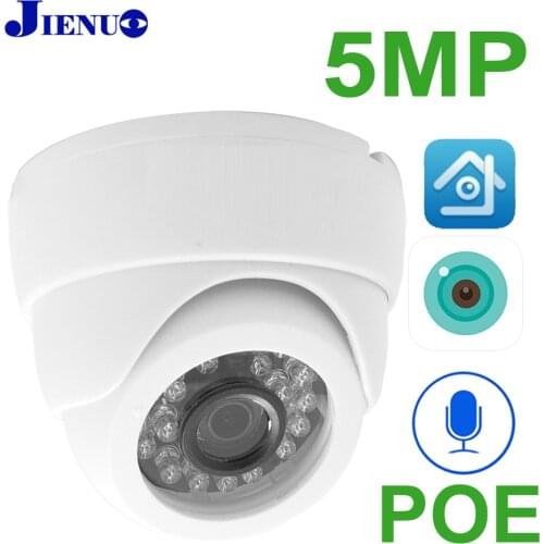 JIENUO 5MP Audio POE Camera Ip Security Video Surveillance Indoor Night Vision HD Cctv Infrared CCTV IPCam Dome IPC Home Camera