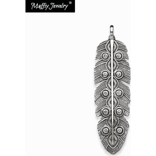Feather Classic Pendant,2018 New Europe Style Ethnic Rebel Good Fashion Jewelry For Women, Gift In 925 Sterling Silver