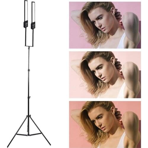 ZUOCHEN 2*30W Photo Studio Photography Video Lighting Kit 3200-5500K LED Bulb Dimmable LED Stepless Adjustable Strip Light