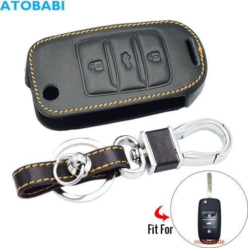 Leather Car Key Case For Changan CS75 EADO CS35 Raeton CS15 V3 V5 V7 Folding Remote Fob Shell Cove Auto Keychain Bag Accessory