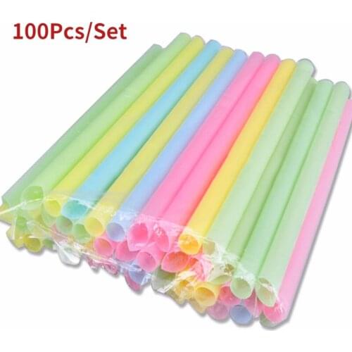 Colorful 100Pcs/Set 10mm Large Drinking Straws For Bubble Smoothie Milkshake Party Smoothies Bar Accessories