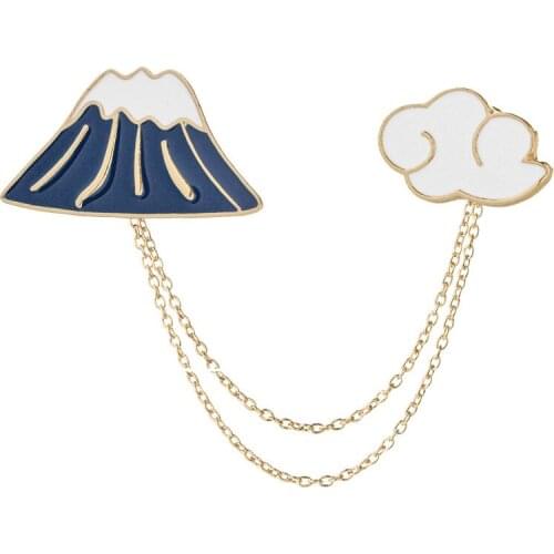Mount Fuji Cloud Brooches for Women Scarf Party Suit Safety Pin Brooch Pretty Lady Fashion Jewelry
