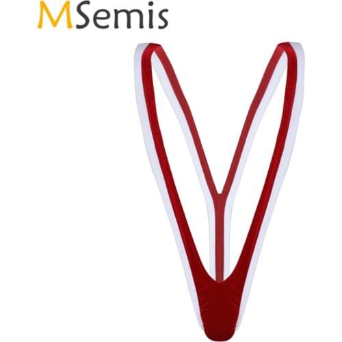 Swimwear Mens Mankini Thong Swimsuit One-piece Bodysuit Christmas Santa Holiday Fancy Cosplay Costume Thong Underwear Bodysuit