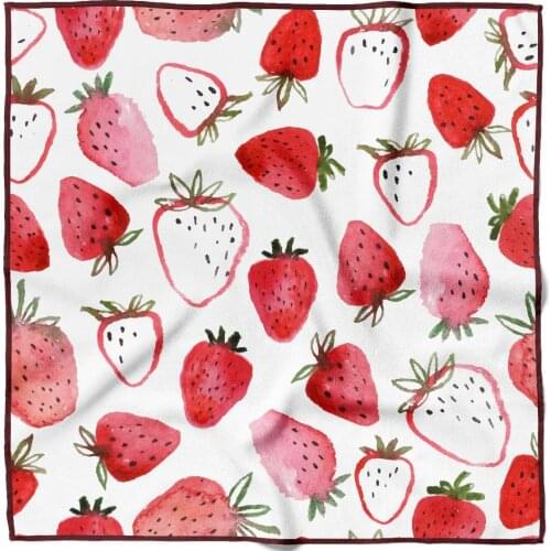 Fashion Red White Strawberry Patterned Bandana Unisex Scarf Headscarf Wrist Wrap Magic Square Kerchief Print Hair Accessories