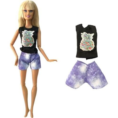 NK 1 Pcs Doll Dress Fashion Shirt Cute Pattern Casual Shorts Jeans For Barbie Doll Accessories Child Toys Girls' Gift 278S 4X