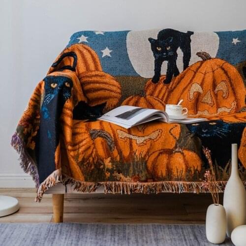 Halloween Style Tassel Throw Blanket for Beds Sofa Towel Full Cover Sofa Blanket Winter Picnic Mat Wall Tapestry