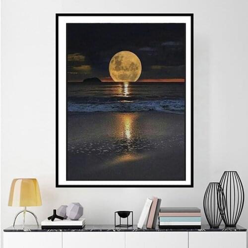 Full Square/Round 5D DIY Diamond Painting Beach moon Mosaic pictures of Rhinestones Diamond embroidery home decoration FG1692