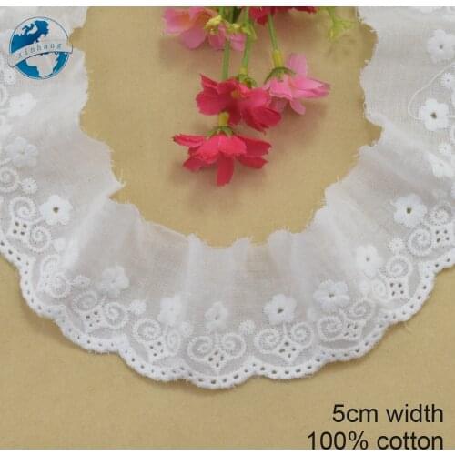 5cm wide white lace cotton embroid lace sewing ribbon fabric guipure diy trims warp knitting DIY Garment Accessories#3803