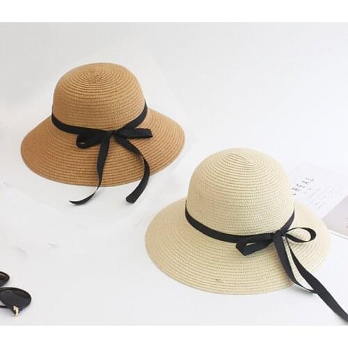 2021 Mom and Baby Summer Accessories Sweet Girl Kids Bow Hat Bowler Hat Beach Sun Hat Hat Hat Toddler Photography Props