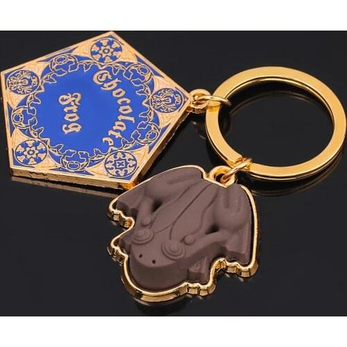 Chocolate Frog Keychain Gold color Metal Pendant Hogwarts School Keyring Wizard Magic World Hig Quality Gifts Jewelry