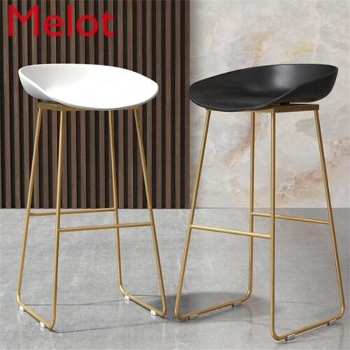 75cm Nordic bar chair coffee milk tea lounge chair simple bar stool designer wrought iron gold high chair padded bar chair