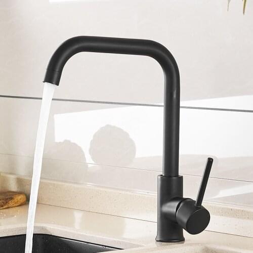 Kitchen Faucet 360 Rotate Black Mixer Faucet for Kitchen Rubber Design Hot and Cold Deck Mounted Crane for Sinks cocina accesori