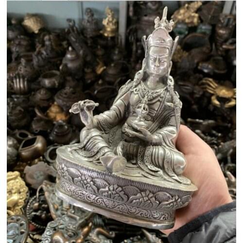 Top 100% Tibetan silver, bronze sculptures of Buddha statues of Guanyin Bodhisattva and white bronze Buddha
