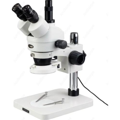 Trinocular Zoom Stereo Microscope-AmScope Supplies 3.5X-180X Inspection Trinocular Zoom Stereo Microscope +144-LED Compact Light