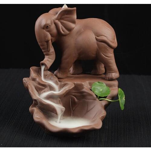 ELEPHANT incense holder incense burner ash catch backflow waterfall Pottery Purple clay pot ceramic tea play tea funny clay p