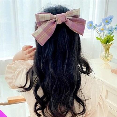 Wholesale 10 Bow hair clip ponytail spring top clip lattice British style hair accessories girl hair ring fashion 5 styles