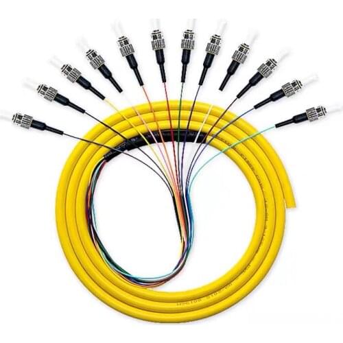 1.5m 12 Strand 9/125 ST/UPC Fiber Optic Pigtail SM Single Mode FTTH Pigtail Cable ST UPC Pigtail ST Connector fibra optica