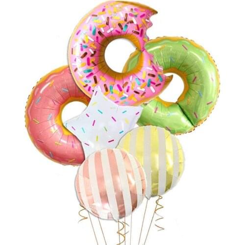 1pc Cute Donuts Food Foil Balloon Candy Ice Cream Popcorn Balloons Happy Birthday Sweet Kids Toys DIY Baby Shower Decorations