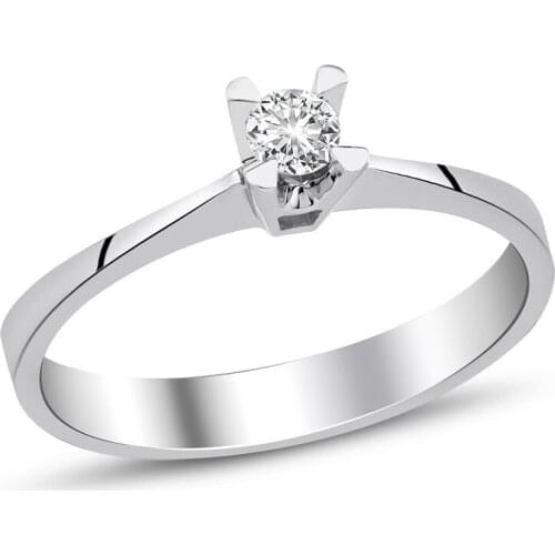 18K Gold Natural Diamond 0.10ct E-F vs Solitaire Ring WPY3331