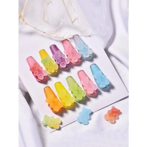 20 Pcs Nail Charms - GUMMY BEAR Nail Art Charms Soft Candy Kawaii Nail Charms #17 -Teddy Bear (20pcs) Bear 3D Nails Accessories
