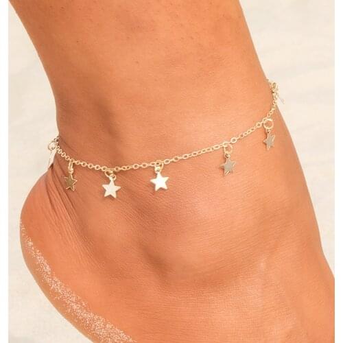 Fashion Star Pendant Anklet Ladies Beach Anklet Boho Star Tassel Anklet Leg Chain Anklets For Women Barefoot Sandals Jewelry
