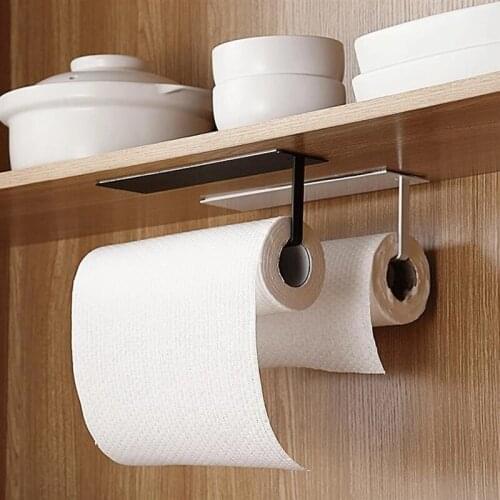 Non Perforated Stainless Steel Paper Towel Holder Rack Toilet Kitchen Roll Paper Holder Self-adhesive Kitchen Accessories