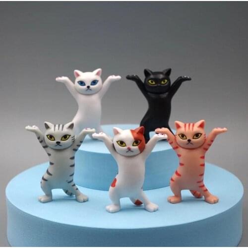 1PC Cartoon Cat Pen Holder Dancing Cat Hand-made Cute Toy Doll Ornament Office Pen Holder Figure Model Kid Gift