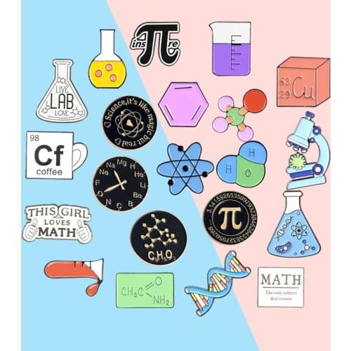 Science Stuff Enamel Pin Chemical Mathematical Instrument Model Custom Brooches Accessories Backpack Gift for Science Lover