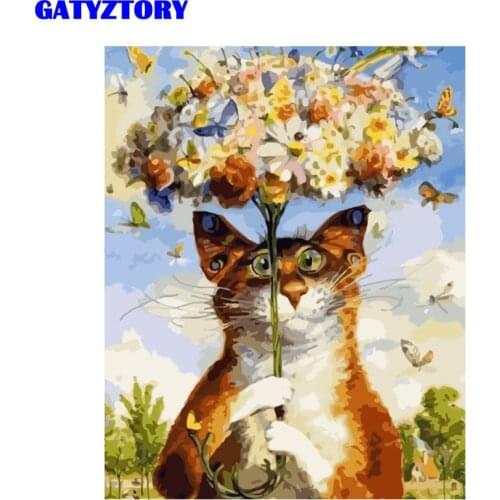 Frame Abstract Painting Cat Animals DIY Painting By Numbers Kits Acrylic Home Wall Art Picture For Home Decor 40x50cm Artwork