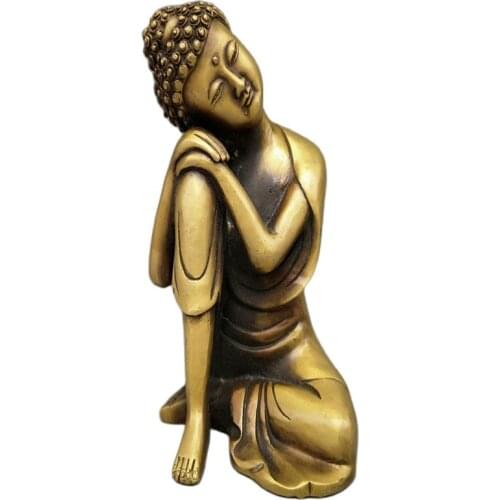 Chinese Old Bronze Statue Brass Reclining Buddha