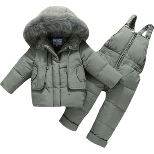 2021 Winter Down Jacket Kids Overalls For Girls clothes Children Snowsuit Baby Boy Parka Coat Toddler Clothing Set -30 Degrees