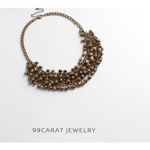 Nine nine carat European and American fashion accessories retro punk heavy metal silver tassel short necklace exaggerating femal