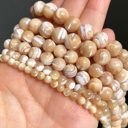 Natural Trochus Shell Stone Round Loose Spacer Beads For Women Jewelry Making DIY Charm Bracelet Necklace 15"Inches 4/6/8/10 mm
