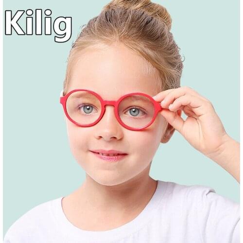 Round Anti Blue Light Glasses Kids Children Blue Light Ray Blocking Eyeglasses Girls Boys Computer Gaming Frame UV400 for Gifts